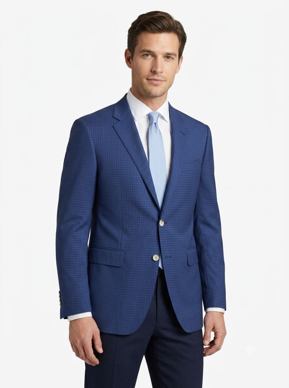 Canali Exclusive Super 160s Travel Sports Blazer Mens 50R Blue Check Wool Formal